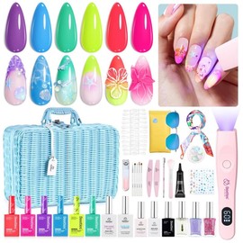 Beetles Tipex Instant Apex Nail Tips Thick Acrylic Nail Set for Flat Nails Manicure Stiletto Square Almond Coffin Nail Tips Nail Art DIY Gift for Women #TikTokShopBacktoSchool:_42pcs 6 Colors Gel Summer Pretty Box