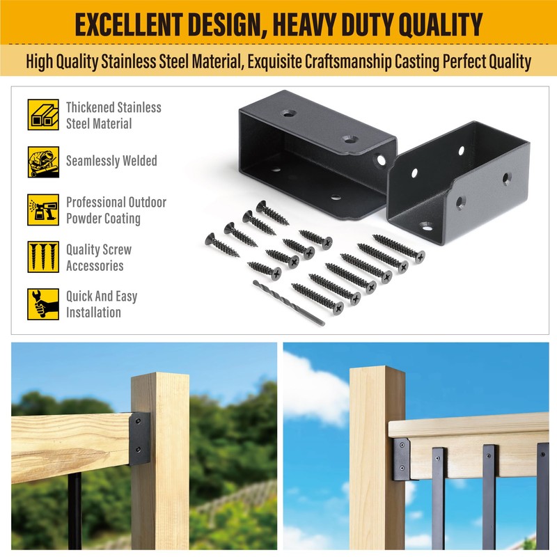 Brukid 10Pcs Stainless Steels Deck Railing Bracket Connectors, for 2x4
