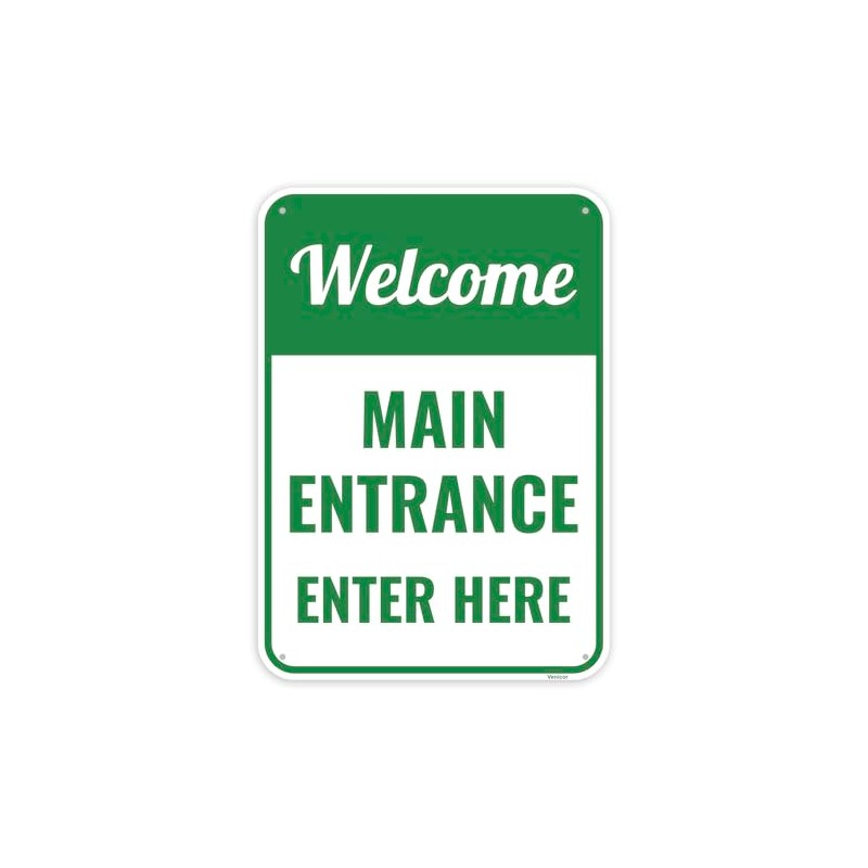 1PC Welcome Main Entrance Enter Here Sign, 14 x 10