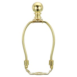 PATIKIL 5 Inch Lamp Harp Kit with Finial, 1 Set Detachable Lamp Shade Bracket Holder, DIY Lighting Accessories for Table Lamps Floor Lamps, Gold Tone