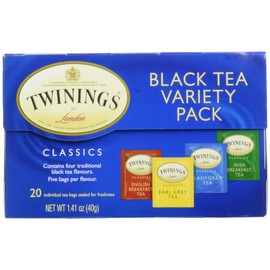 Twinings of London Black Tea Variety Pack with Four Flavors, 20 Count