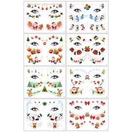 Bethany Home 8 Pcs Facial Tattoo Stickers Eye Shadow Facial Tattoo Stickers Waterproof Facial Eye Makeup Temporary Tattoo Stickers Eye Shadow Stickers Christmas Masquerade Carnival Party Decoration