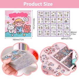 Kawaii Stickers, Cute Cartoon Girl Sticker Set, Scrapbook Stickers, Cartoon Stickers, Journaling Stickers, for DIY Scrapbook, Notebook, Photo Album and Calendar, Pack of 100