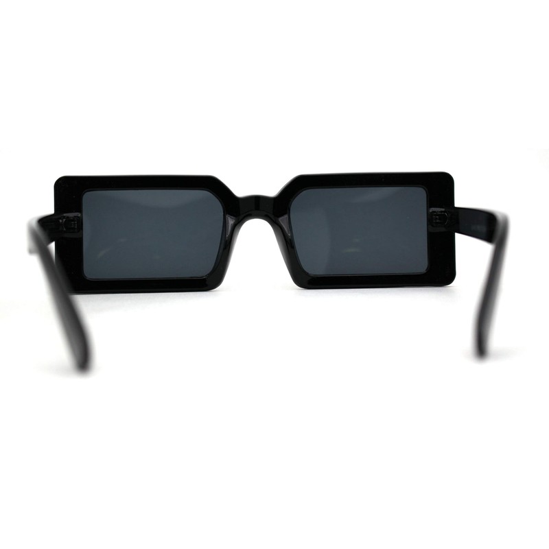 Womens 90s Square Rectangle Vintage Hippie Sunglasses All Black