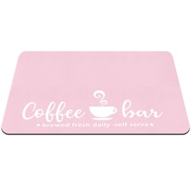 Queekay Coffee Bar Mat 24 x 16 Coffee Mat for Countertop Coffee Bar Accessories Absorbent Pink Dish Drying Mat Hide Stain Rubber Backed Coffee Pot Mat for Kitchen Under Coffee Maker