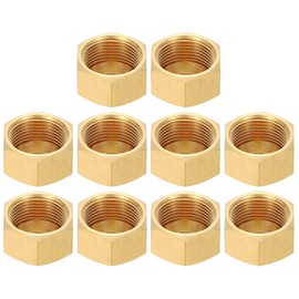 PATIKIL 5/8" Brass Compression Stop Valve Cap, 10Pcs Hex Thread Pipe Fitting Tubing Ends Sealing for Air Conditioner, Water, Air, Gas Line