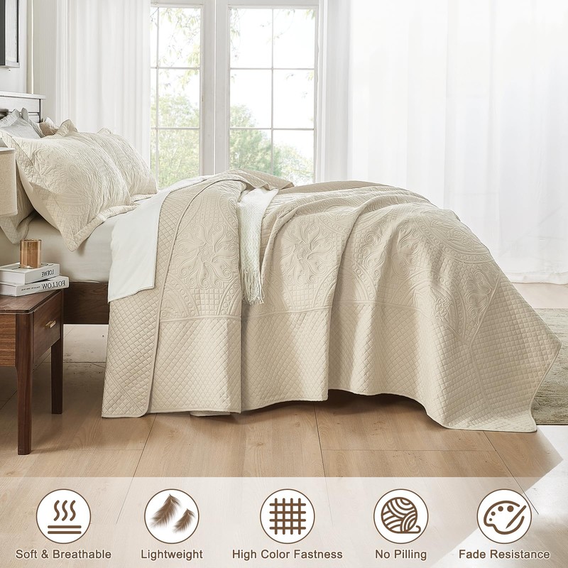 Qucover Oversized King Bedspread 132x 120, Extra Wide Alaska King