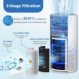 True HEPA KILO Filter For Afloia KILO, KILOPLUS, KILOPRO, MIRO, MIRO PRO and for MORENTO MR-Kilo, Kalo Air Purifier, 360° 3-Stage Filtration for Home Bedroom Large Room Odor Dust Pollen Smoke, 2 Pack