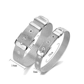 LZD Unisex Women's 925 Sterling Silver Bangle Bracelet 8 Inches 9.9MM Buckle L103-3