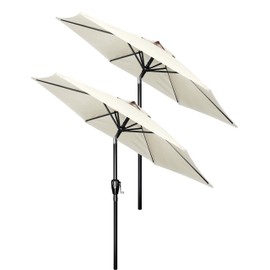 Simple Deluxe 2 Pack 7.5' Patio Umbrella Outdoor Table Market Yard Umbrella with 6 Sturdy Ribs for Backyard, Pool, Garden, Deck, Creamy White