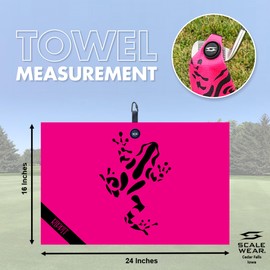 Scale Wear Design Rippit Magnetic Waffle Golf Towel – Large 16"x24" Microfiber Golf Club Ball Magnet Clip to Hang on Bag Cart Strong Premium Strength Ultra Absorbent Gear Men Gift (Rippit Pink)