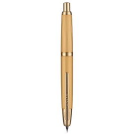 Jinhao 10 Series Press Fountain Pen Brushed Matt Gold Retractable Extra Fine Nib with Ink Converter and Metal Pen Box Set (Golden Clip Version)