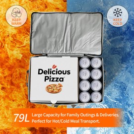 D&ONEHOS XXXL Insulated Food Delivery Bag with Side Handles, Insulated Grocery Bag for HOT/COLD Food Reusable Fit for Uber Eats, Doordash, Camping, Picnics, Garden Parties (23”x14”x15”)