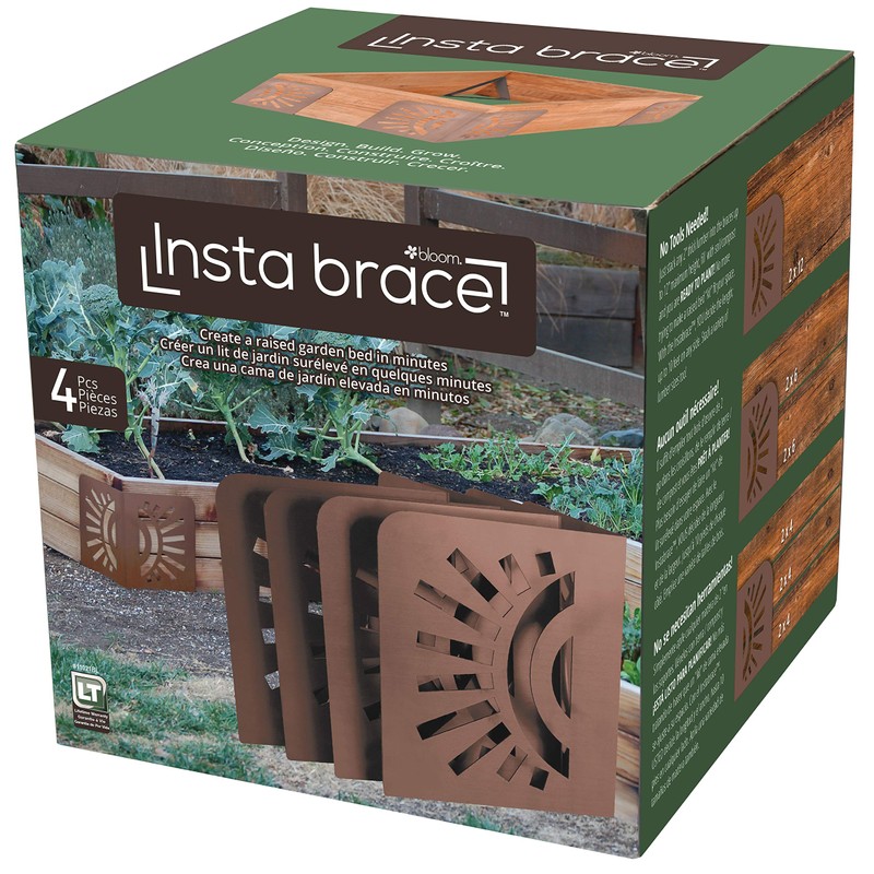 Bloom 11021BL Sun Instabrace Flower Garden Bed Corners, 9.5 Brown