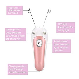 Depiladora Facial Eléctrica Profesional, Depiladora de Belleza Facial para Mujeres, Afeitadora de Cabello Facial de Hilo de Algodón, Dispositivo de Tr