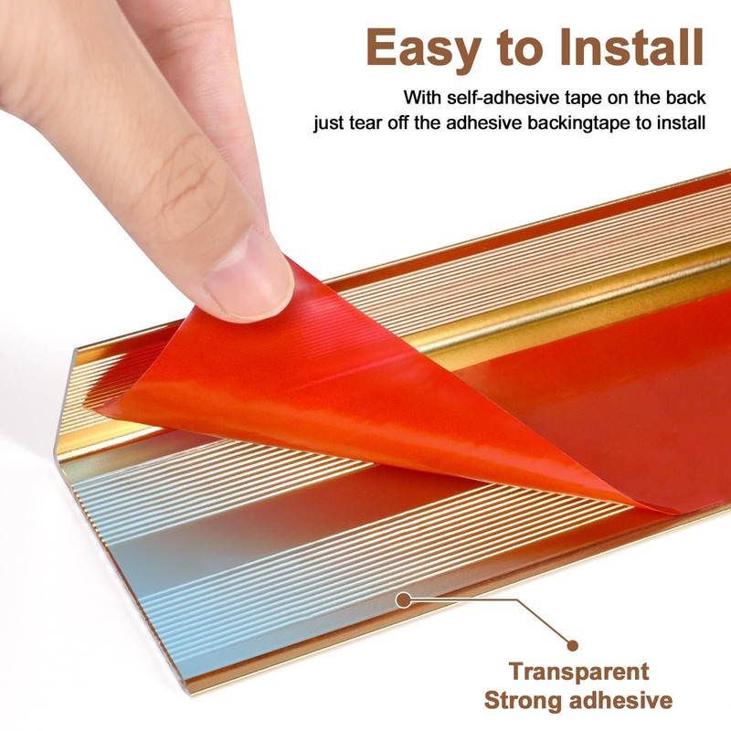 36" Metal Stair Nosing, 2-Pack Self Adhesive Aluminum Stair Edge