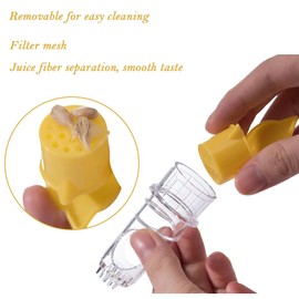 Lemon Mini Squeezer, Screw-Top Lemon Squeezer Manual Juice Extractor with Built-In Filter Orange Citrus Press, Squeeze Lime for Cocktails, Drinks (1+1)