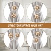 2 Pack Flower Curtain Tiebacks, Linen Cotton Curtain Holdbacks(White&Khaki)
