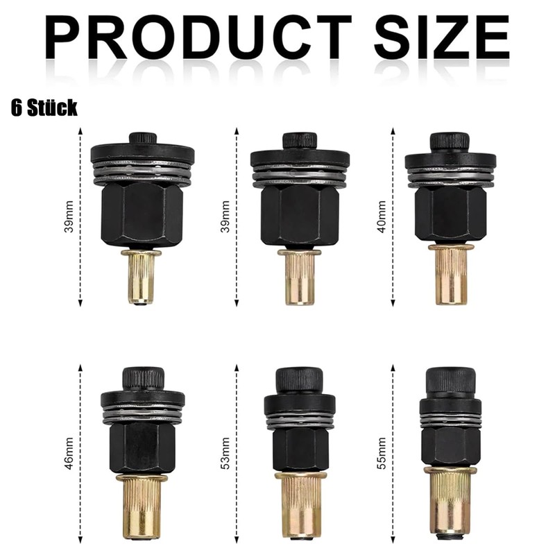 Set of 6 Rivet Nuts Tool Head Set, M3-M4-M5-M6-M8-M10 Rivet