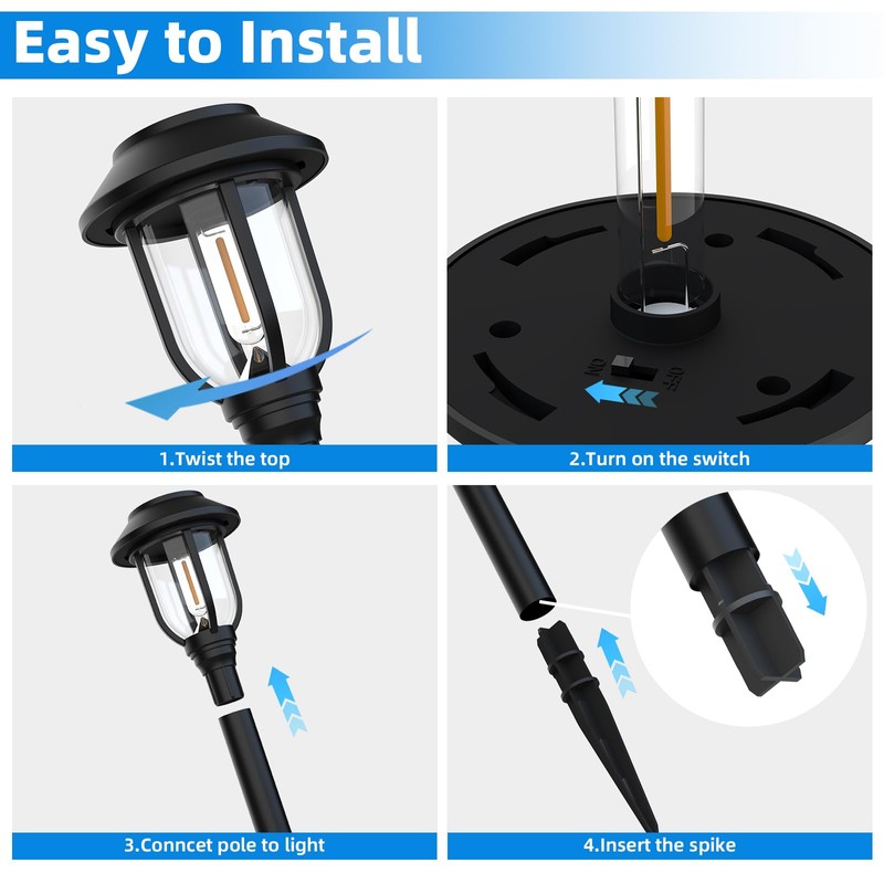 ILANCK 12 Pack Solar Lights Outdoor, Solar Pathway Lights Waterproof