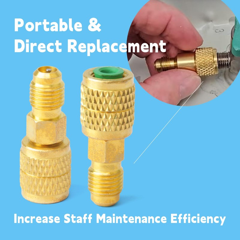 GLOXTED 2Pcs R32 R454B Brass Adapter 1/4 Inch Female to