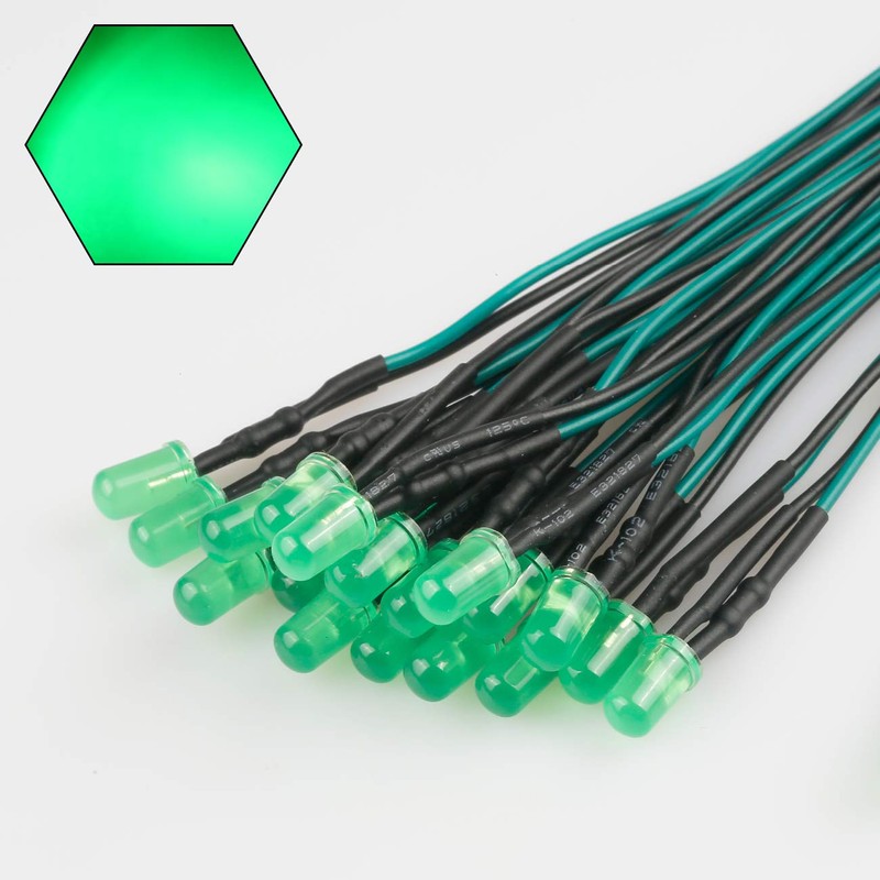 EDGELEC 50pcs 12 Volt 5mm Green LED Lights Emitting Diodes,
