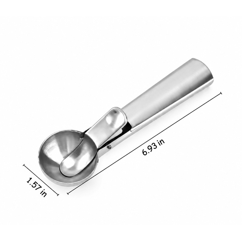 Stainless Steel Ice Cream Scoop with Trigger – Dual-Purpose Fruit