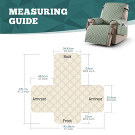Ruaozz 100% Waterproof Recliner Chair Covers, Non-Slip Reclining Covers for Recliner Chair Washable Chair Cover, Recliner Covers with Pockets for Kids, Dogs, Pets (Sage Green, 23'')