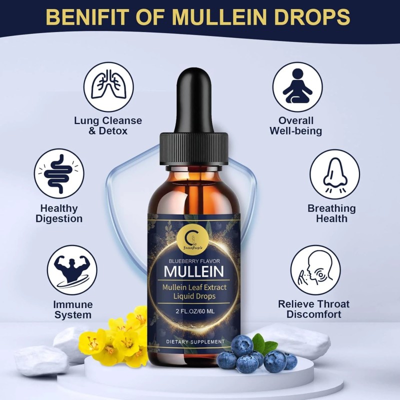 2 PACK Mullein Drops for Lungs, Detox and Cleanse Mullein