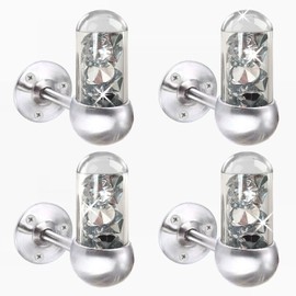 ZOLAPI Set of 4 Glass Tube Glisten Crystal Diamond Towel Hooks Bathroom Coat Hook Robe Hook Stainless Steel Heavy Duty Door Hanger Towel Clothes Cabinet,Wall Hook for Bathroom Bedroom，Silver