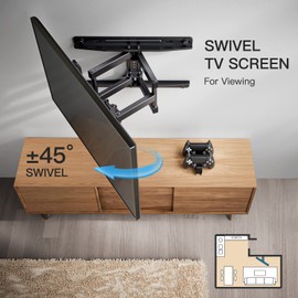 TV Wall Mount Full Motion Articulating Swivel Extension for Most 26-65 Inch Flat Curved TVs with Max VESA 400x400mm up to 88lbs, Wall Mount TV Bracket fits 12,16 inch Wood Stud by Pipishell