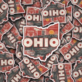 Tweed & Co. Retro Vinyl State Sticker - Ohio - 2 Inches
