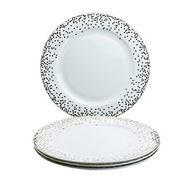 Gracie Bone China by Coastline Imports Confetti Dinner Plate Dinnerware, 11-Inch, Gold