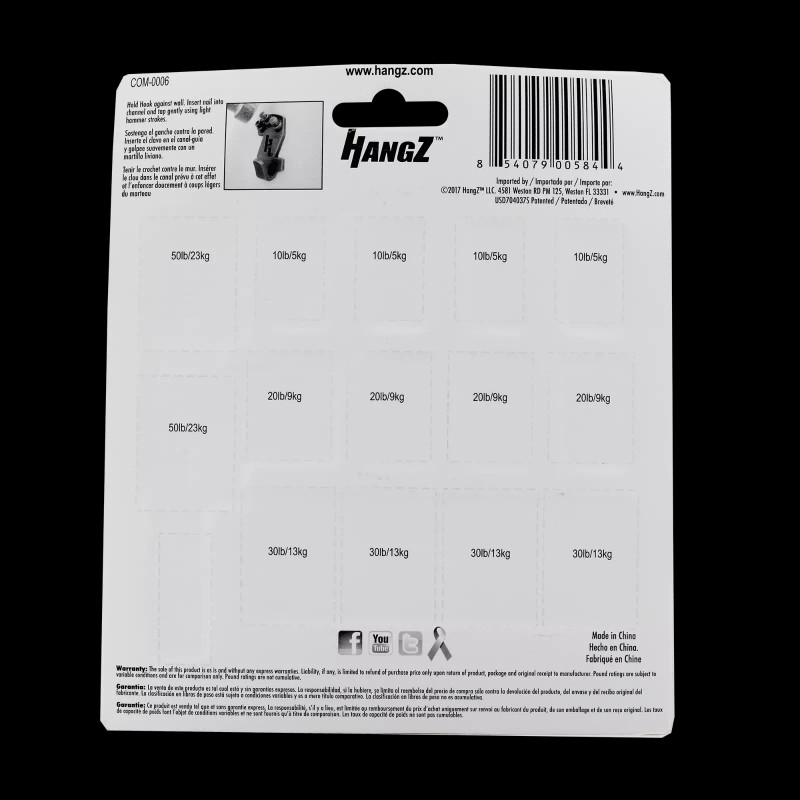 HangZ Gallery Picture Hangers Holds 10lb-50lb 14 Hooks per pack