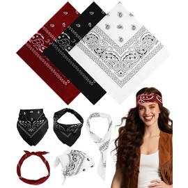 MEEZY 3 Pcs Bandanas for Women Men, Paisley Pattern Bandana Head Scarf Handkerchiefs Outdoor Multi-Purpose Cowboy Face Mask Square Scarf Headwear for Boy Girls 100% Polyester