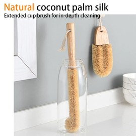 Juego de cepillos de limpieza para cocina, ecológico, cepillo para polvo para botellas de madera, cepillo para polvo de bambú, cepillo para polvo para lavar platos y verduras.