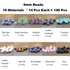 Massive Beads 140PCS 6MM Natural Crystal Beads Matte Mixed Stones