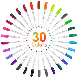 Shuttle Art Permanent Marker, 30 Colors Ultra Fine Point, Assorted Colors, Works on Plastic,Wood,Stone,Metal and Glass for Kids Adult Coloring Doodling Marking