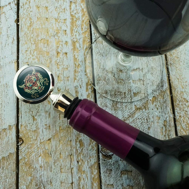 Fierce Snarling Tribal Tiger Oni Wine Bottle Stopper
