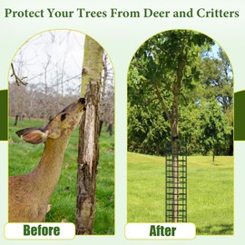 HOLANHING 6/9/12 Pack Tree Trunk Protector, Metal Mesh Tree Bark Protector 5'' Dia x 16-1/2'' H with Zip Ties & Stakes, Expandable Tree Guards Trunk Protector from Deer, Trimmers (6 Packs)