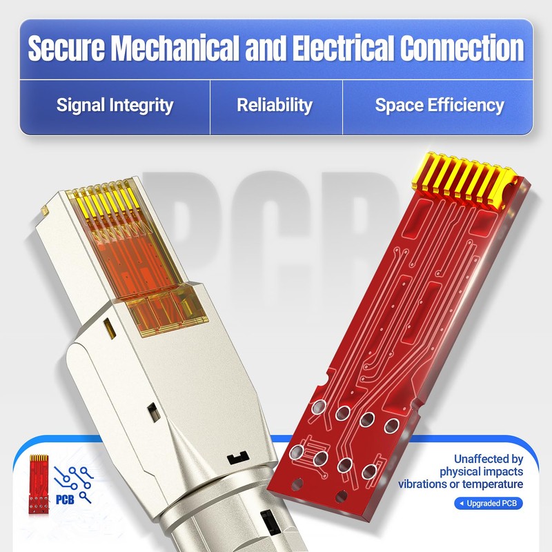 AMPCOM STP CAT7 RJ45 Connector Zinc-Alloy Tool-Free Ethernet Field Termination