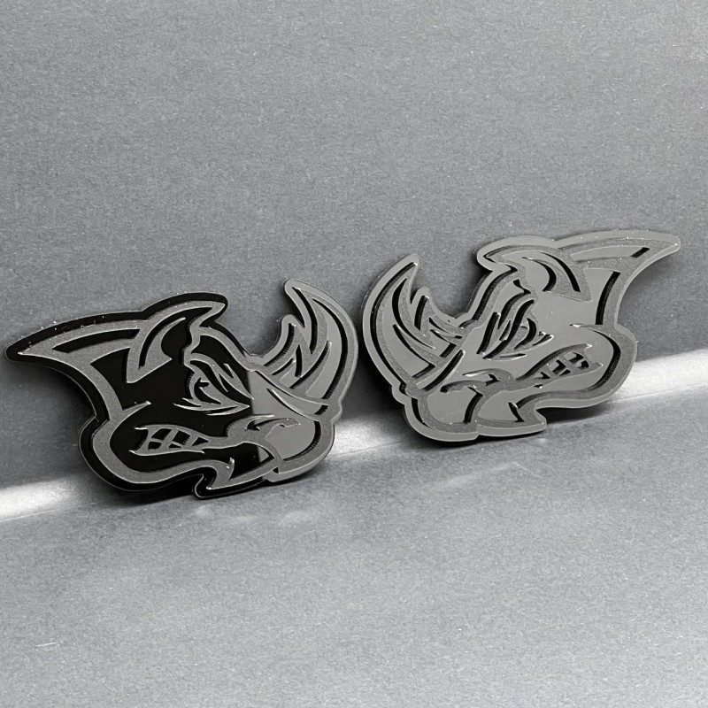 Emblem Badge 2pcs Rhino Badges Emblem Black Mate Black BADGES