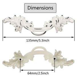 Aigeou Pack 2.5 inche (64mm) Vintage Drawer Pull Handles Cabinet Knobs Cream Ivory White Kitchen Dresser Handle Furniture Hardware (White and Silver Edge)