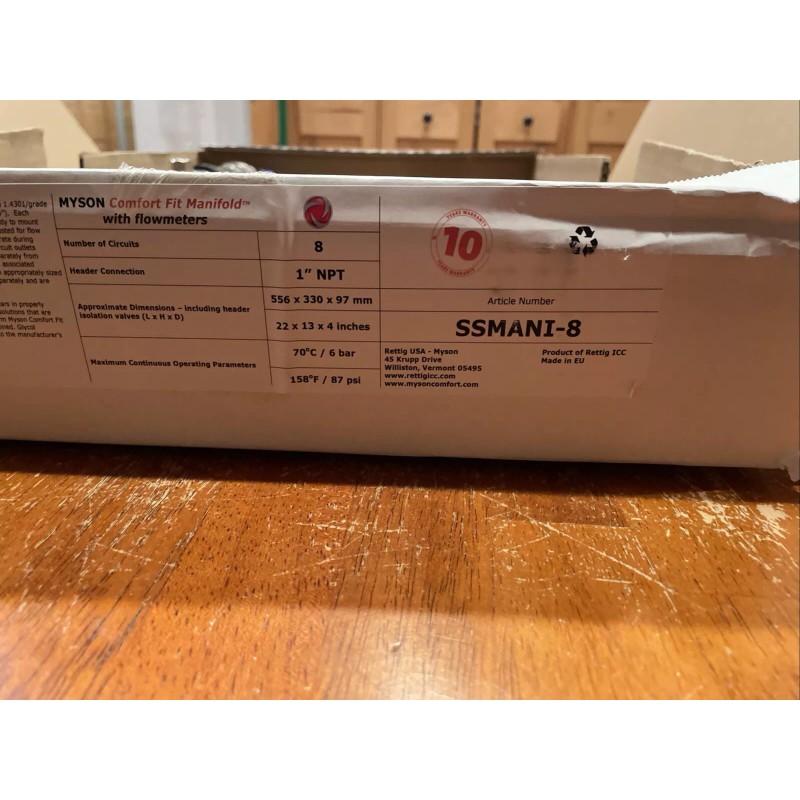 Myson Comfort Fit with Regolux Flowmeters Manifold PEX SSMANI-8 8