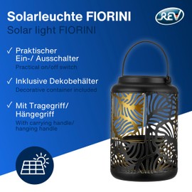 REV Solar Lamp Garden Light 25 cm with Decorative Bowl and Hanger for Hanging - Beautiful Garden Decoration, Metal, IP44, Black