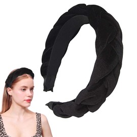 EUZUXU Braided Headbands for Women, Velvet Headband Braided Headband, Fashion Headbands, Hair Accessories, Headband, for Women and Girls (Black)