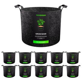 VIVOSUN 10-Pack 15 Gallon Grow Bags, Reinforced Planter Fabric Pots for Gardening Black