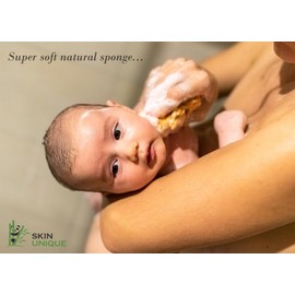 Skin Unique Natural Baby Sponge - Unbleached Mediterranean Sea Honeycomb for Babies and Children - 100% Natural, Organic, Strong, Durable, Hypoallergenic - for Bath and Cleansing