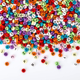 Naler 1200 Cuentas de Letras Redondas para Hacer Pulseras, Cuentas de Colores para Bisutería Manualidades de Niñas (7mm, 26 Letras)
