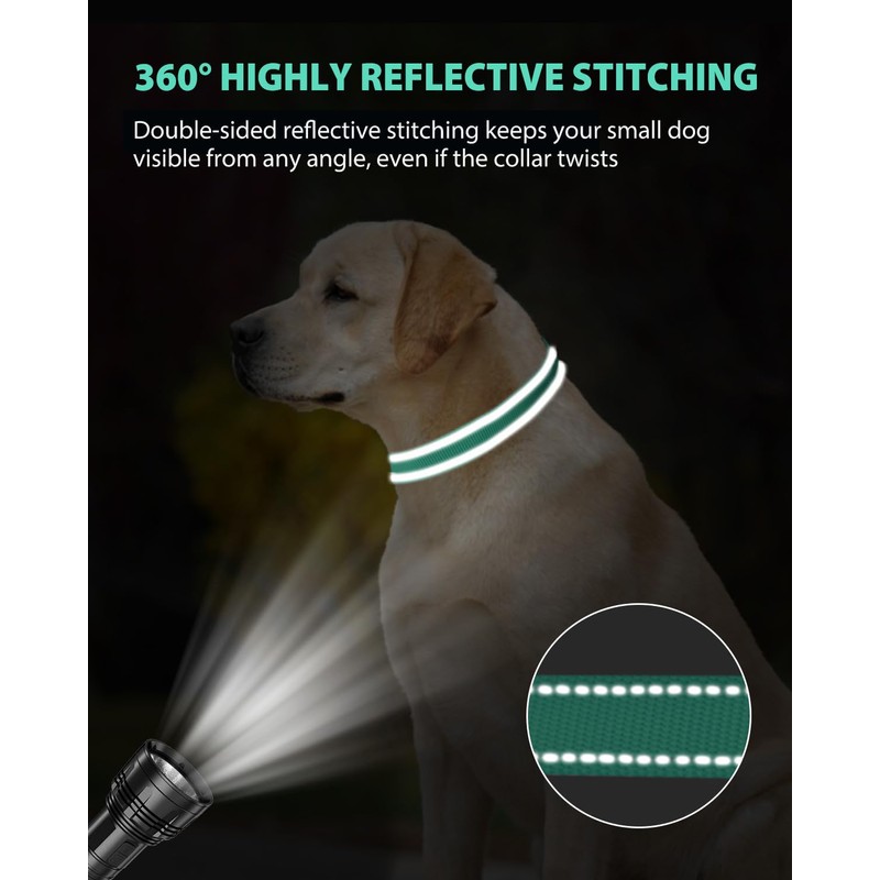 Joytale Dog Collars for Medium Dogs, Comfortable Double-Sided Reflective Nylon